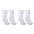 thumbnail image 2 of relayinert White Lightweight Women Lace Socks With Bow For Chic Look Stretchy Opaque Ruffle Lace Socks 2Set, 2 of 6