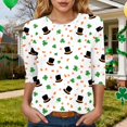 thumbnail image 2 of felwors St Patricks Day Shirt Women Plus Size Funny 3/4 Sleeve Cute Saints Tops Shamrock Shirts Lucky Irish Shamrocks Outfit (Orange, L), 2 of 6