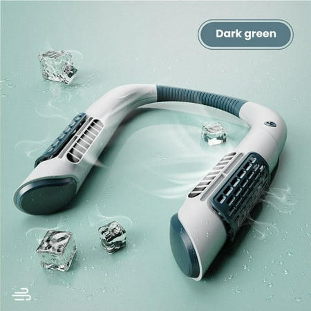 

Bladeless Hanging Neck Fan USB Rechargeable Fan Sports Fan Outdoor Portable Mini Air Conditioner Cooler-Green