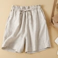 thumbnail image 2 of Diufon Women's Cotton Linen Shorts Ruffle Elastic Waist Drawstring Shorts Solid Color Shorts with Pockets, 2 of 7