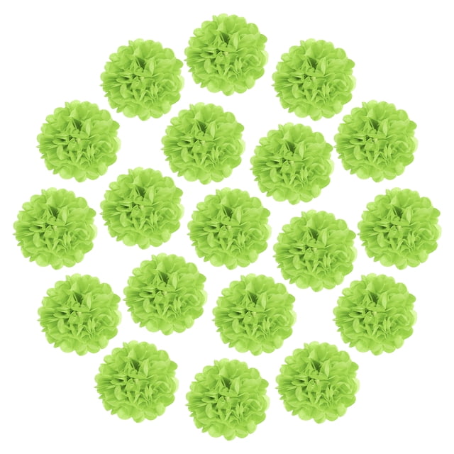 20Pcs Pompones de Papel, Flores de Papel de 4 Pulgadas, Flores de Papel de Seda, Flores de Papel Mexicanas para Fiestas de Cumpleaños y Bodas, Verde Claro