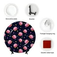 thumbnail image 4 of Zufioo Cartoon Donut Planets Print Bone China Decorative Plate, Ceramic Dinner Plate with Stand Ceramic Decoration Homewares-8in, 4 of 6