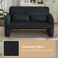 thumbnail image 5 of Corduroy Fabric Accent Chair, Modern Upholstered Living Room Chairs with Lumbar Pillow, Wide Comfy Leisure Armchair for Bedroom, Office, Reading, Black, 5 of 9