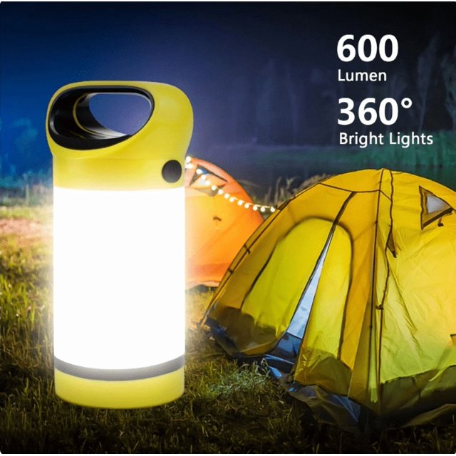 Lámpara de camping portátil a prueba de agua, 600 lúmenes, iluminación de 360°