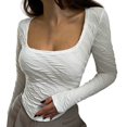 thumbnail image 2 of Aayomet Bustier Tops For Women Womens Sweatshirts Puff Long Sleeves Shirts Casual Fall Long Sleeve Tops Cute Business Dressy Blouses for Women,White L, 2 of 5