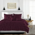 thumbnail image 1 of Cal-King Comforter Multi Ruffle Wine Luxurious Collection Microfiber Fill Duvet Insert Box Stiched Quilted Fluffy Soft All Season Comforter with Pillowcases & Premium Piping, 1 of 5