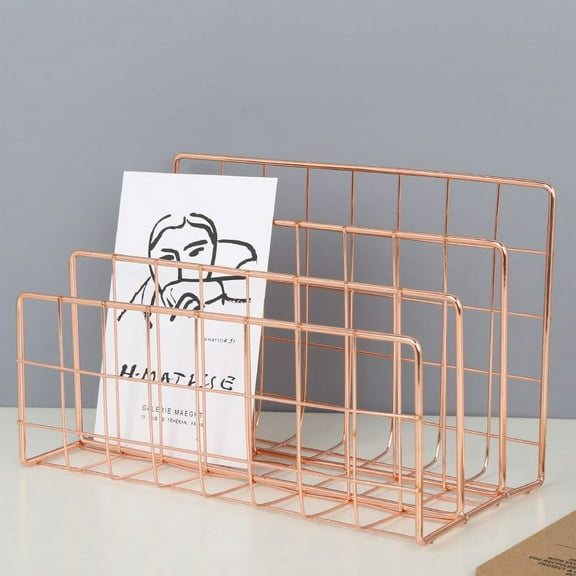 Ctnporpo Desk Organisation 3 compartment sorting system,Iron Book Racks, Creative Metal Storage Shelves Closet Organizers