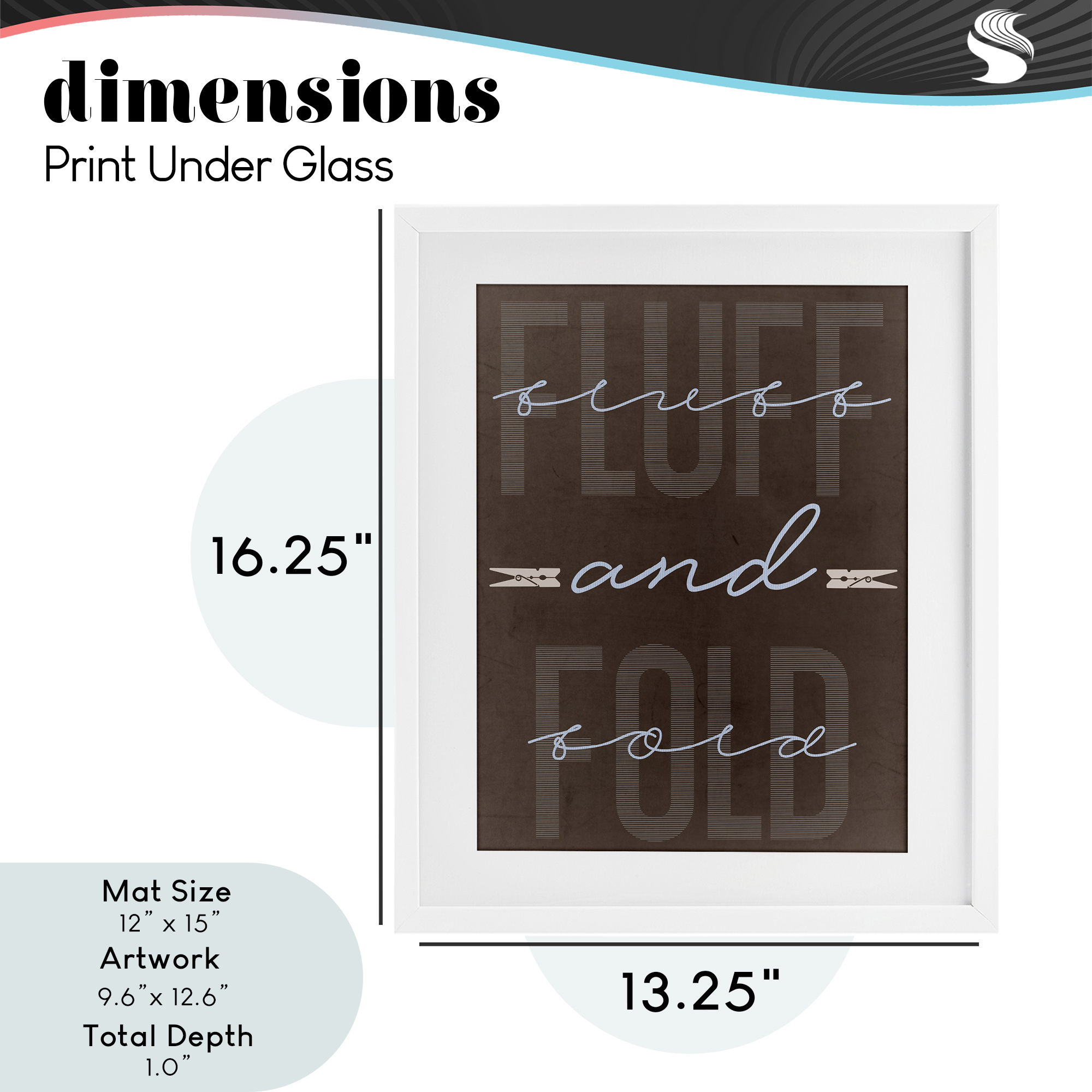 Fluff And Fold Brown Minimal White Framed Print Under Glass, design by Marcus Prime