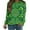 Green-D, variant on Womens Long Sleeve Hooded Sweatshirt Lucky Clover Print Fall Seasonal Pullover Cozy Fleece Relaxed Fit Green Theme Streetwear Green