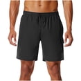 thumbnail image 2 of PiGOGI Men's Fashion Casual Shorts with Elastic Waist, Solid Color Lightweight Polyester Pants for Summer Outdoor Lounge Black L, 2 of 6