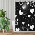 thumbnail image 2 of Early 2000s Shower Curtain for Bathroom, Black Glitter Love Heart 90s Old School 2000''s Bathtubs Bath Curtain Set Valentine''s Day Decor Waterproof Durable Fabric with 12 Hooks, 72x72 inches, 2 of 6