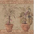 thumbnail image 1 of Plantes Vertes dans des Pots Beige Papier Peint Floral Bord Design Rétro, Rouleau 15' x 9'', 1 of 3