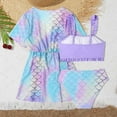 thumbnail image 4 of WOYY Big Girls 3Pcs Swimsuit Mermaid Scales Bikini Set Cover Up Swimwear Bathing Suit, 4 of 5