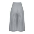 thumbnail image 4 of Kddylitq 2024 Capris for Women Long Shorts Below The Knee Casual Summer Elastic Waist Flowy Beach Shorts Linen Loose Fit Gray S, 4 of 4
