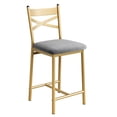 thumbnail image 4 of Modern Upholstered Counter Height Bar Stools with Back & Footrest, Thick Padded Seat, Metal Frame for Kitchen Island/Bar - Gold Finish, 26-Inch, Set of 4, 4 of 8