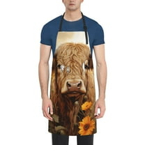 Bingfone Vintage Sunflower Cow Apron Gifts For Men, Women Professional Grade Chef Apron for Kitchen,BBQ & Grill
