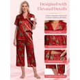 thumbnail image 6 of DAKIMOE Silk Satin Pajama Set for Women Capri Pajamas Short Sleeve Button Down Two Piece Pjs Sleepwear Soft Loungewear Nightwear, 6 of 9