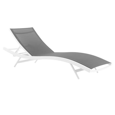 Modway Glimpse Reclining Aluminum Outdoor Chaise Lounge in White Gray