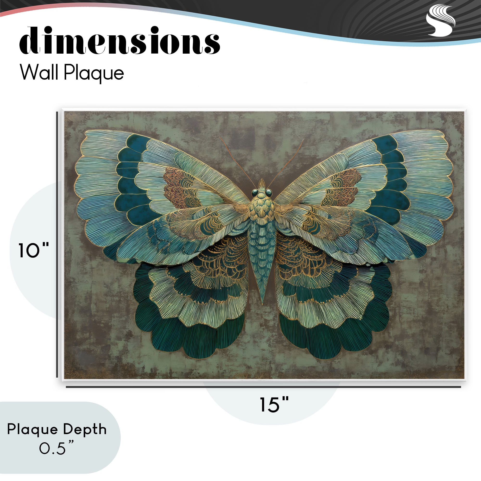 Stupell Industries Golden Jewel Butterfly Wall Plaque Art, design by Petal Prints Design