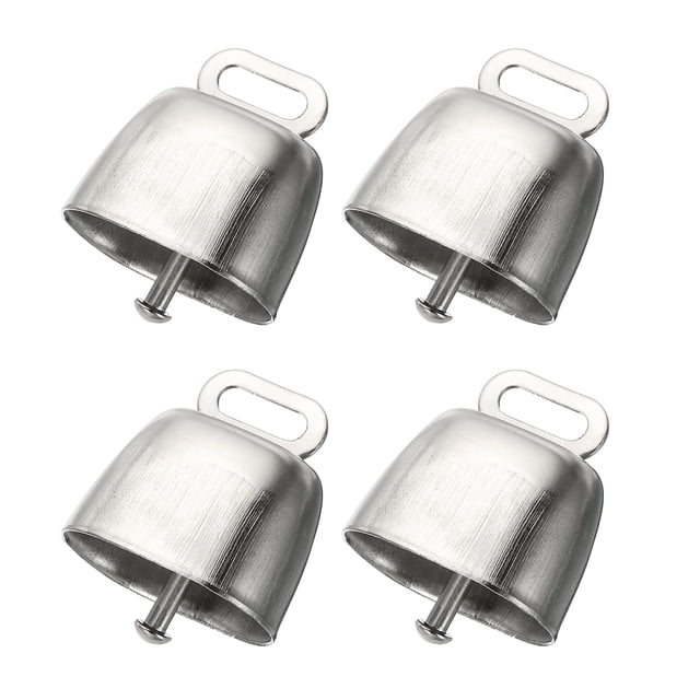 Unique Bargains 1.4 x 2.4 x 1.4' Mini Cow Bells, 4 Pcs, Silver Tone
