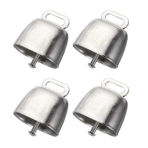 Uxcell Mini Cow Bells for Crafts Christmas, 4 Pcs Shiny Silver Small Cow Bells, Loud Grazing Copper Bells Noise Makers