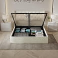 thumbnail image 3 of Velets Diva Contemporary Mid-Century Soft Padded Tufted Upholstered Platform Bed with Hydraulic Gas Lift Storage - Wood Slat System & Smart Hydraulic Under-Bed Storage (Ivory, Queen), 3 of 5