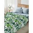 thumbnail image 4 of Queen Size Flat Sheet Only, Tropical Soft Brushed Microfiber Bed Sheets, Green Palm Leaf Summer Plant Hotel Quality Breathable Bedding Top Sheet, Easy Care, 90"x102", 4 of 9