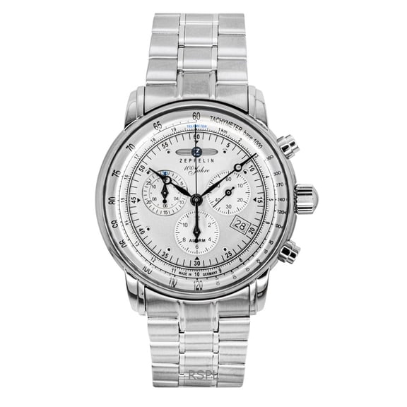 Zeppelin 100 Jahre Chronograph Stainless Steel White Dial Quartz 7680MB1 Men's Watch
