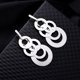 thumbnail image 2 of Pendientes largos de aleación con círculo redondo multicapa para mujer (plata), 2 of 5