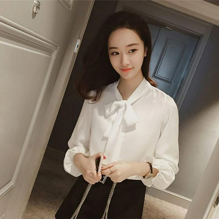 v neck bow tie blouse