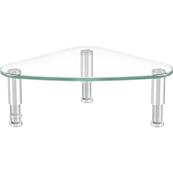 Clear Glass Computer Monitor Riser / Triangle Desktop Universal Corner Stand for & Laptop HD01T-003