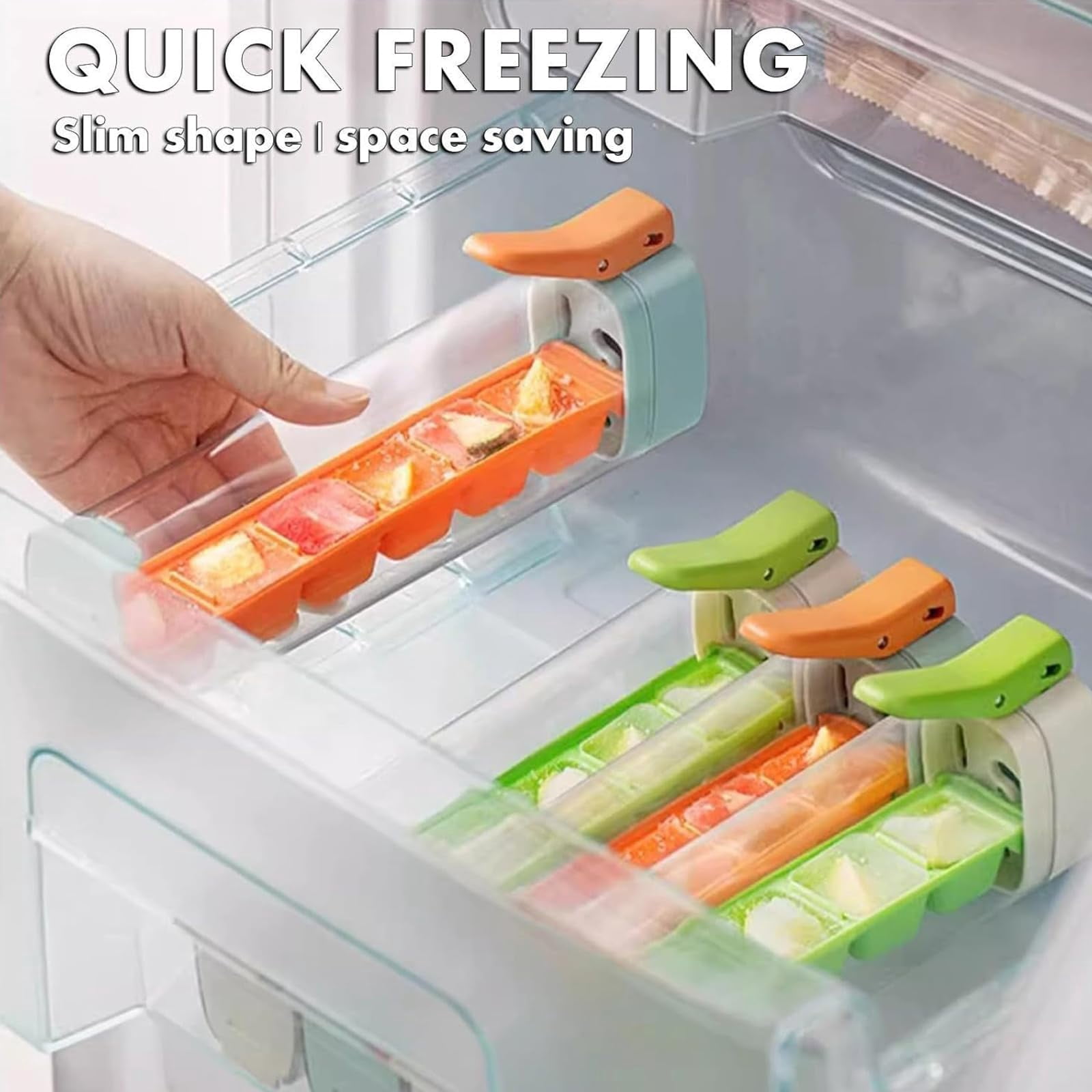 One Glass Ice Maker,Press Type Ice Cube Tray with Lid,OneHand De-Icing Square IceTray Mold,6 Grid Ice -Cube Tray Cup for Iced Coffee Drinks and Cocktails
