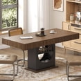 thumbnail image 5 of Timagebreze Farmhouse Dining Table for 4-6,55 Inch Table with Drawers & Wood Base for Kitchen,Black & Walnut, 5 of 8