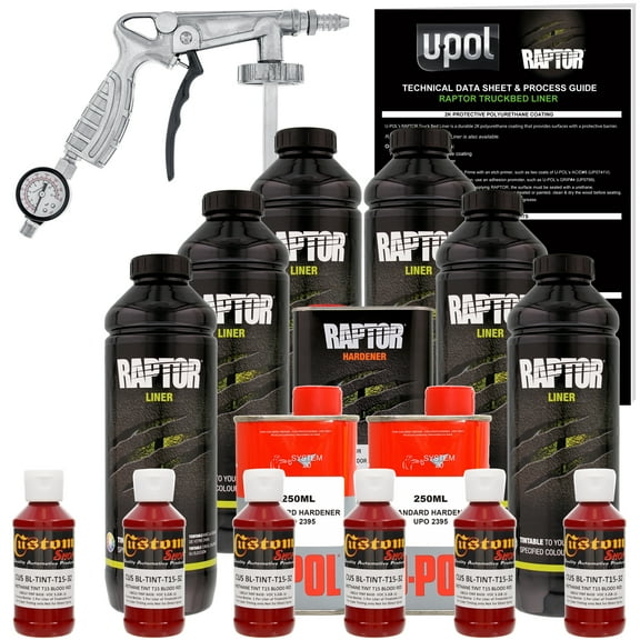 Raptor Blood Red Urethane Spray-On Truck Bed Liner Spray Gun, 6 Liters
