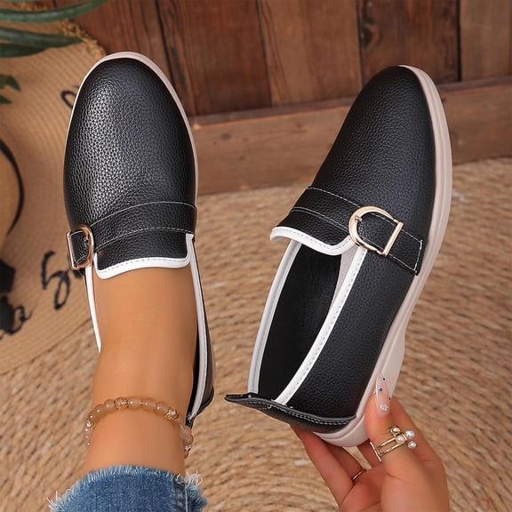 Ladies 2026 Summer Flat Shoes Solid Color Vintage Low Cut Soft Sole Slip On Lightweight Cushioned Orthopedic Arch Support Wide Toe Box Comfort Walking Daily Footwear Black 41