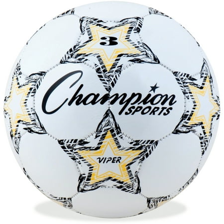 Champion Sports Viper Soccer Ball, Size 3, Black, White and
