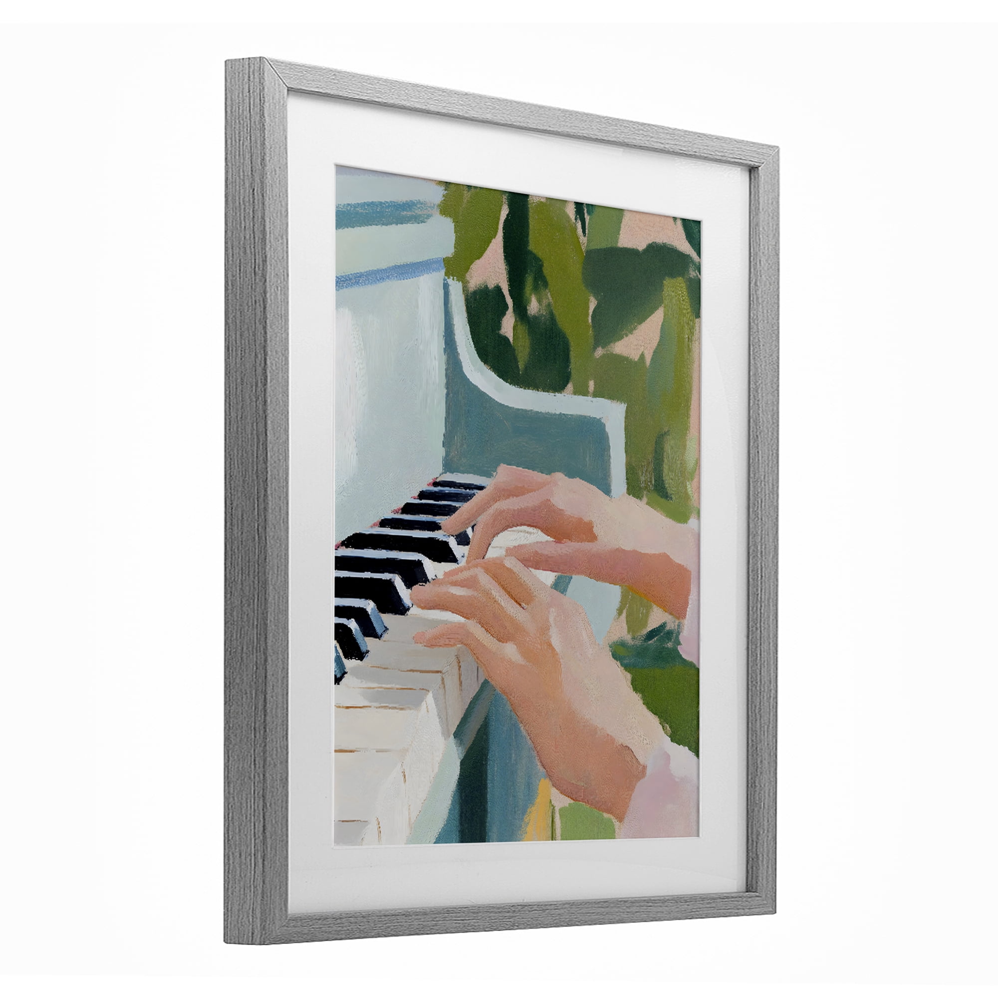 Stupell Industries Piano Hands in Sunlit Space Gray Framed Print Under Glass, design by The Prints Vibe