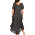 thumbnail image 2 of Sakkas Egan Long Embroidered Caftan Dress / Cover Up With Embroidered Cap Sleeves - Black - One Size Regular, 2 of 5
