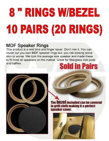 Inex 8 200mm Pair of MDF Speaker Spacer Mounting Rings 22mm Thick ID 182mm ED 202mm 