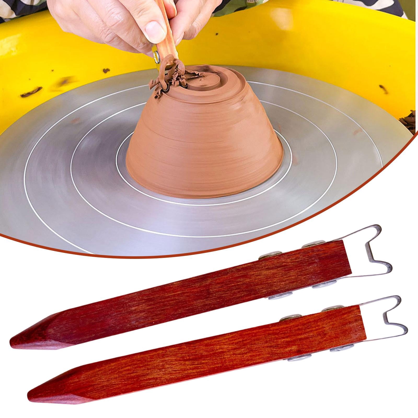 S SERENABLE 2 Pieces Pottery Trimming Tools Foot Trimmer Ergonomic Comfortable Grip Sturdy Clay Sculpture Tools Base Shaping for Modeling