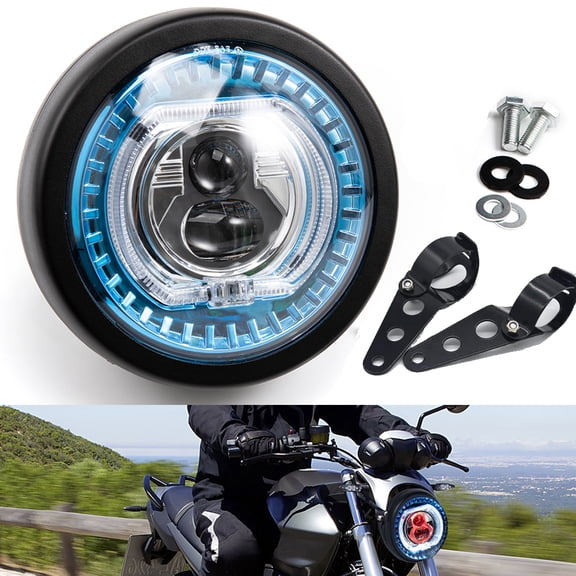 5.75 Inch Motorcycle Headlight, Dot Approved 5-3/4" 5.75" Round LED Projection Headlight Motorcycle Headlight Headlamp High Low Beam for Cafe Racer E-bike Bobber Chopper