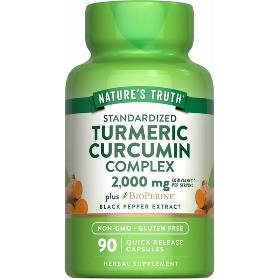 Turmeric Curcumin 2000 mg | 90 Capsules | with 95% Standardized Curcuminoids and Bioperine | by Nature's Truth