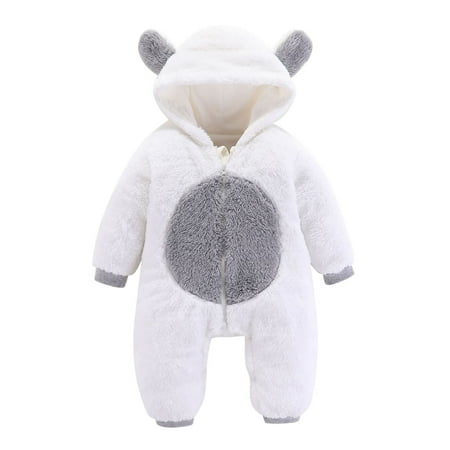 

Qufokar Mamelucos Para Bebe Niña Coverall Baby Boys Girls Long Sleeve Fleece Patchwork Cute Bear Ears Romper Jumpsuit Outfit Clothes Coat