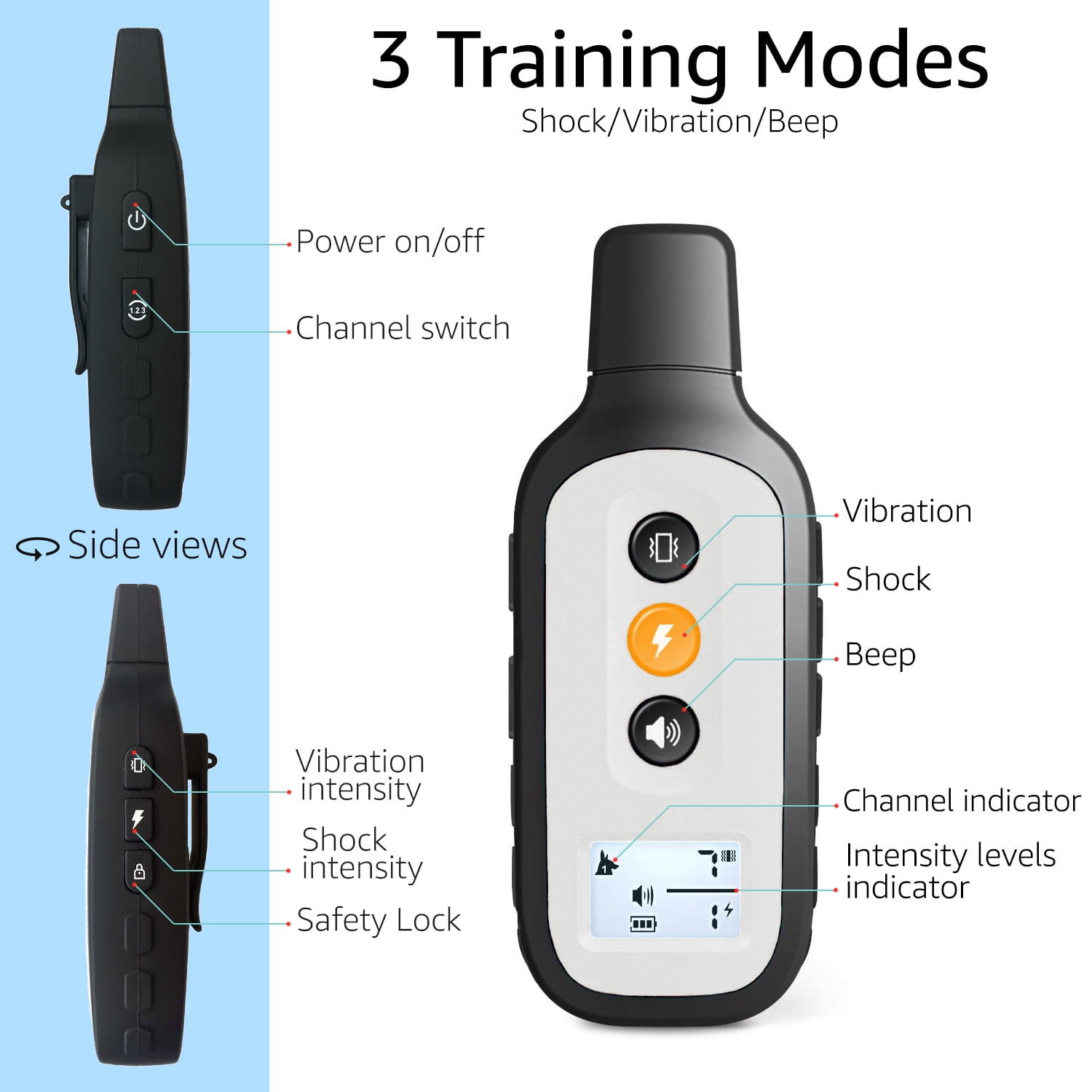 PetSpy X-Pro Dog Training Shock Collar for Dogs with Remote, Fully Waterproof Vibration and Beep Electric Trainer, Small to Large Dogs