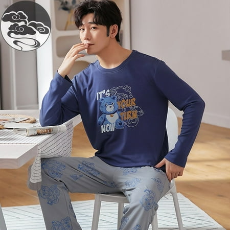 

QWZNDZGR Autumn Winter Couple Pyjamas Cotton Pj Pajamas Set Women Cartoon Sleepwear Pajama Sets Pijamas Mujer Girl Pyjamas Home Clothing