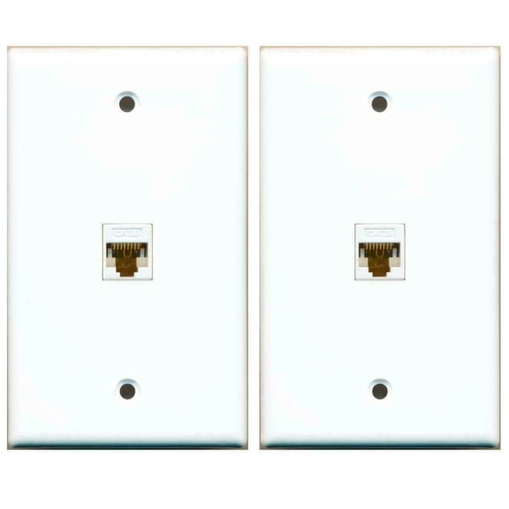 Ultra Spec Cables 1 Gang Flat Cat6 Ethernet RJ45 Network Wall Plate 2 Pack