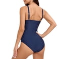 thumbnail image 4 of Pounoo Womens Swimwear Colorblock Deep V Neck Slim Fit Stretchy Lightweight One Piece Swimsuits Bathing Suits Summer Outfit Gift, 4 of 8