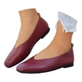 thumbnail image 2 of OOOUM Women V Cut Faux Leather Ballet Flats Slip On Soft Casual Slip On Loafers Lightweight Flexible Daily Walking Shoes Wine US:6, 2 of 8