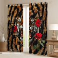 thumbnail image 2 of Feelyou 3D Brown Tiger Blackout Curtains Set of 2 (52x84 Each) for Teen, Romantic Red Flower Window Curtains, Fashion Stripes Print Curtains and Drapes, Living Room Curtains Decor, 2 of 6
