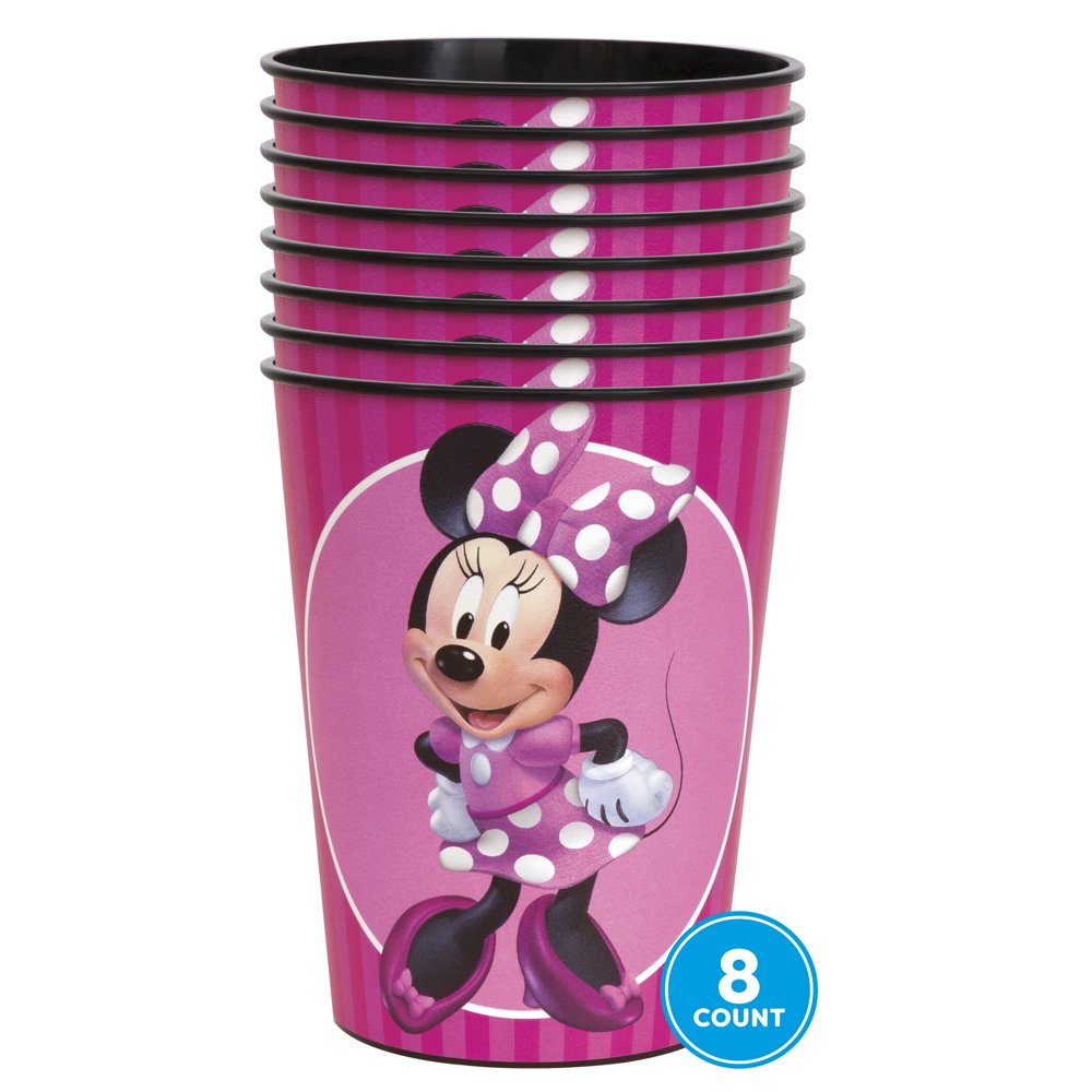 Disney Minnie Mouse Pink Plastic 16oz Cup Party Favors, 8ct Walmart